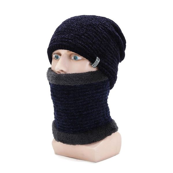 

hats, scarves & gloves sets gbcnyier knit cotton male hat thick fur scarf outdoor windproof lock warm twinset fashion all-match man, Blue;gray