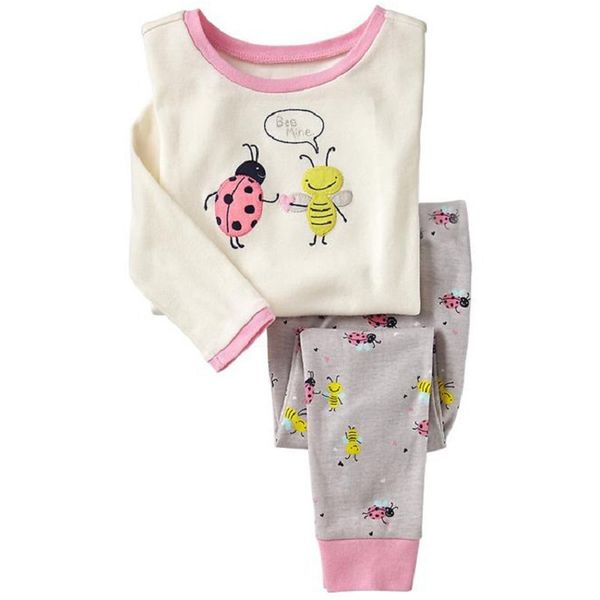 Baby Baby Roupas Suits 100% Algodão Crianças Casa Conjuntos de Roupas Princesa Camisetas Calças de Neve Kid Nightgown Trouser 210413