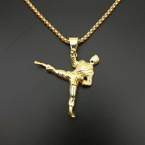 

pendant necklaces 2021 gold hip-hop hiphop male jewelry titanium steel vacuum taekwondo sports necklace for men, Silver