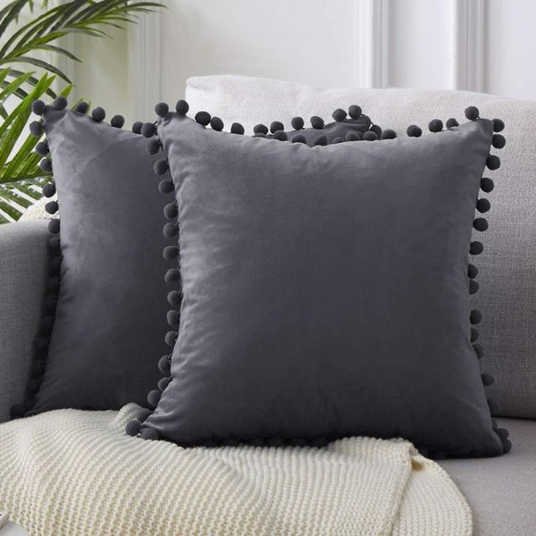

pillow case personality modern minimalist ball lace velvet solid color sofa short plush cushion cover satin pillowcase