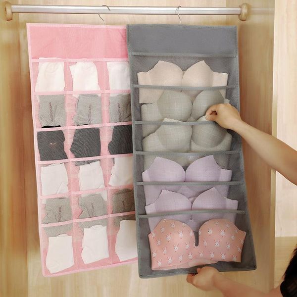 

clothing & wardrobe storage double-sided underwear hanging bag fabric artifact dormitory clothes socks on the wall.