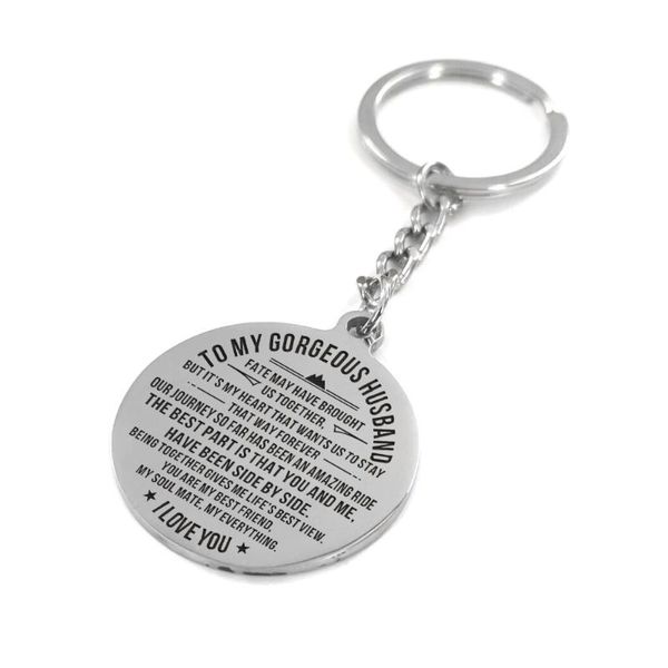 

keychains to my husband-no matter where we are i will love you key chain birthday anniversary festival gift from wife, Silver