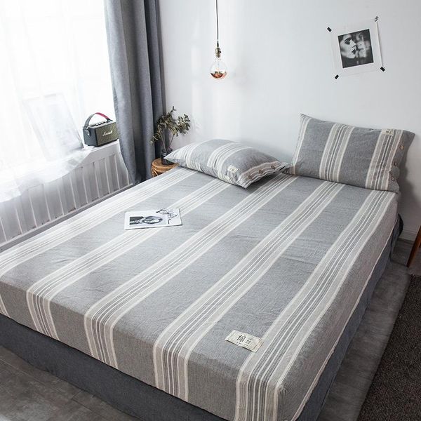 

sheets & sets cotton and linen bed sheet elastic fitted soft mattress cover japanese style 1 or 3pcs bedding set case