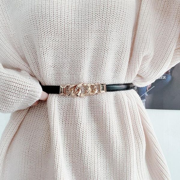 

belts metal buckle belt women dress decoration fine for ladies 2021 brand design waistband pu leather thin correas para mujer, Black;brown