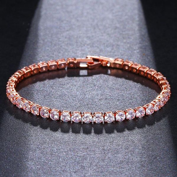 

link, chain ekopdee trendy zircon tennis bracelet bangle for women rose color cubic zirconia bracelets female crystal jewelry 2021, Black