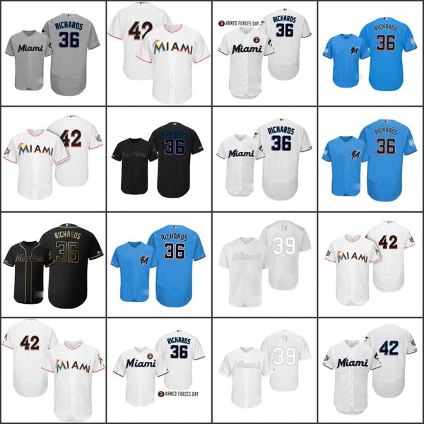 

miami marlins men 42 jackie robinson 39 tyler kinley tk 36 trevor richards women youthjersey, Black;red