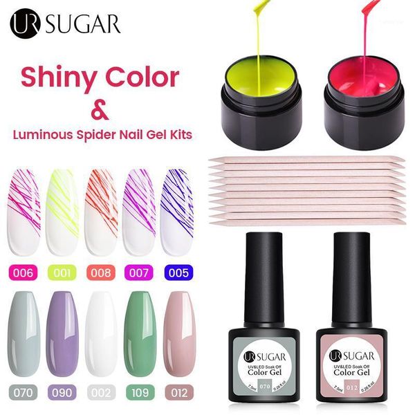 

sugar luminous spider gel kits nail art tool sets 7ml hybrid varnishes polish kit semi permanent manicures tools1, Red;pink