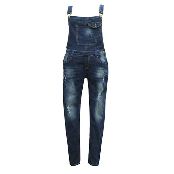 Womens Vintage Holes Tute blu Cinghie Straightforward Slim Denim Jeans Pagliaccetti Womens Denim Jumpsuit Tute estive femminili