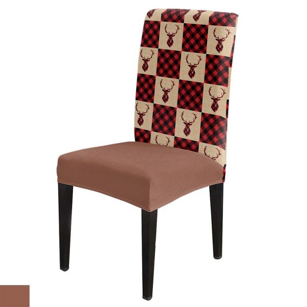 

chair covers christmas elk plaid retro stretch cover kitchen dinning seat spandex