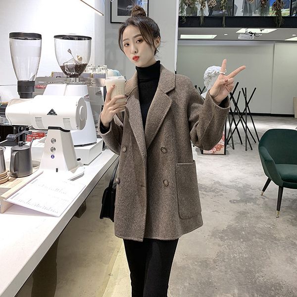 

women's wool & blends cmaz autumn and winter korean style woolen coat mid-length 2vmq, Black