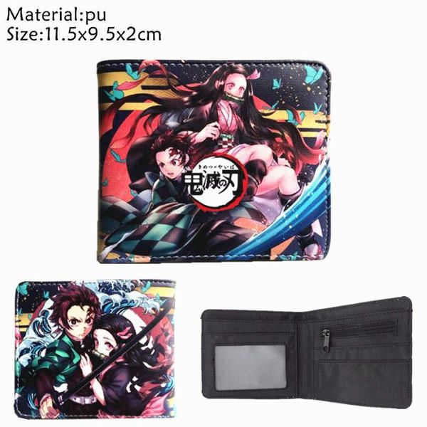 

wallets demon slayer kimetsu no yaiba pu wallet short bifold po card holder layers purse men women zip coin pocket leather, Red;black