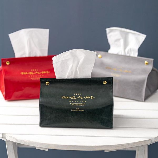 

tissue boxes & napkins nordic luxury box holder napkin dispenser case container pu leather foldable home kitchen paper