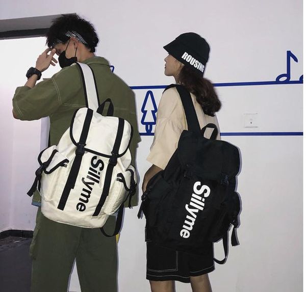 

backpack harajuku design hip hop street large mens double hasp teenage school couple bag multifunction travel cloth luggage d923