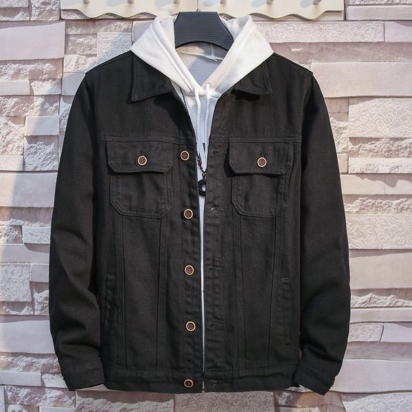 

men's jackets homens jaquetas jeans lavado casaco dos dos homens casuais solta estilo safari cor sÃ³lida tendÃªncia outerwear 0uf2, Black;brown