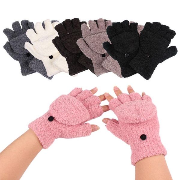 

five fingers gloves women girls xmas warmer fashion winter lady ladies hand wrist fingerless 6 colors, Blue;gray