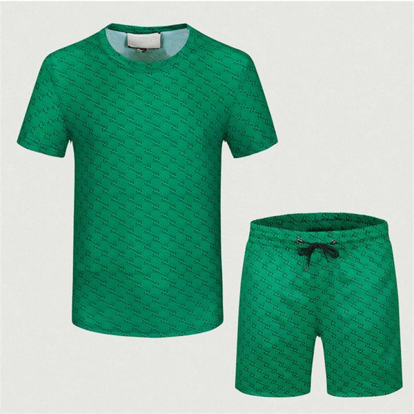 

2023 men's tracksuits set fashion suits for clothes summer running wear t-shirt short-sleeved sports two-piece brand logl active regula, Gray