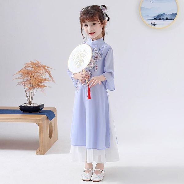 

chinese traditional girls hanfu cheongsam dress kids pography vintage children ancient princess perform cosplay ethnic clothing, Red