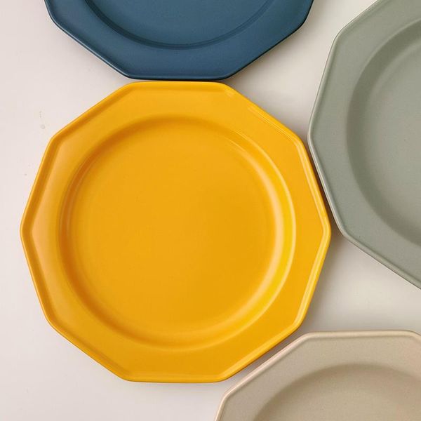 

dishes & plates ceramic nordic style dinner plate creative solid color large rectangle porcelain pizza desserts cookware cute tableware