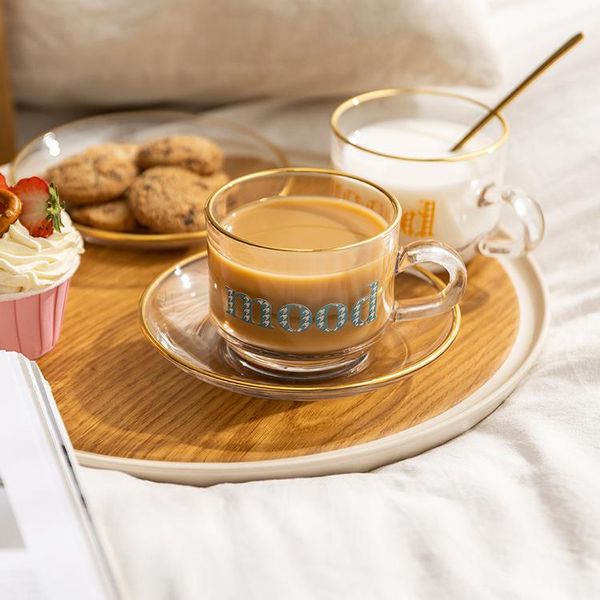 

cups & saucers european transparent cup glass creativity elegant personality coffee and saucer cute minimalist tazas cafe drinkware dk50ct