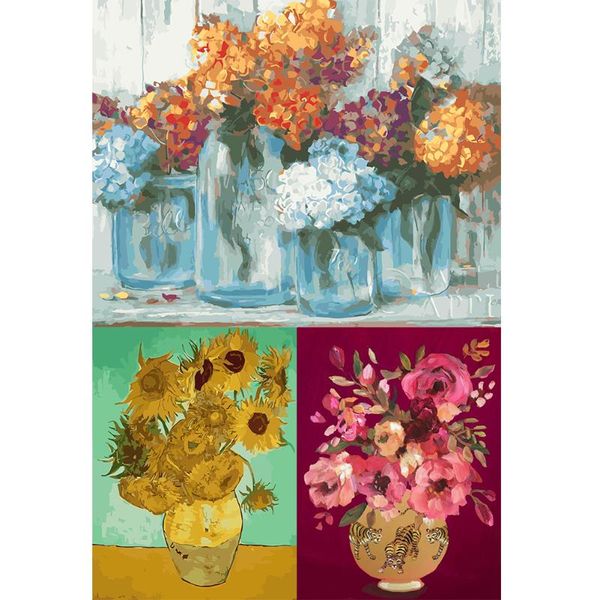 

paint by numbers frameless colorful flowers figure picture on canvas paintings