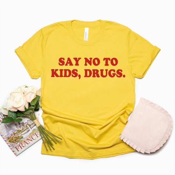 

women's t-shirt say no to kids, t shirt women funny antinatalist 90s aesthetic tumblr lady summer tees, White