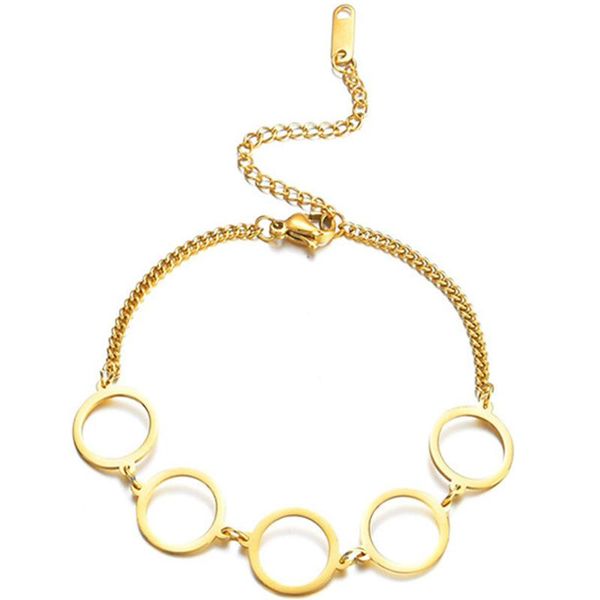 

link, chain 316l stainless steel splicing round bracelet, hip-hop personality five-ring all-match bracelet, Black