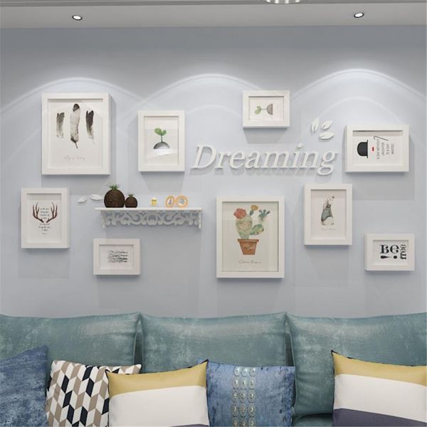 

frames and mouldings 11pcs/set solid wood picture frame wall with pictures paintings modern art decor pure white diy decoration set