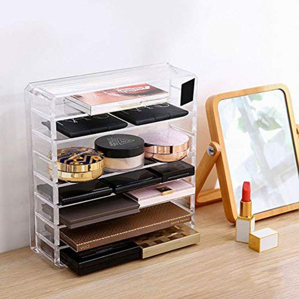 

grid lattice clear acrylic eyeshadow lipsticks holder makeup brush organizer storage box containers boxes & bins