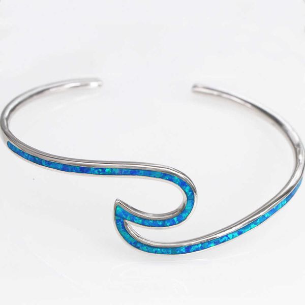

jzb0227 women's bracelets blue opal wavy bangles women's jewelry gift q0717, Black