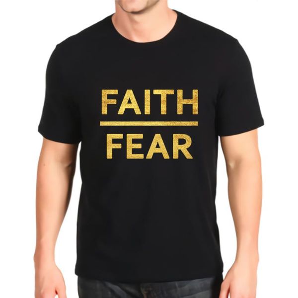 

men's t-shirts fashion printed tshirt faith over fear mens loose customization tees, White;black