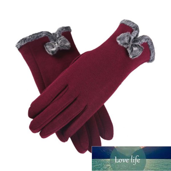 Мода Женщины лук хлопковый сенсорный экран перчатки зима женские неинвертированные бархатные утолщение кашемировой ветрозащитный теплый вождение варежки G82 заводской цена эксперт