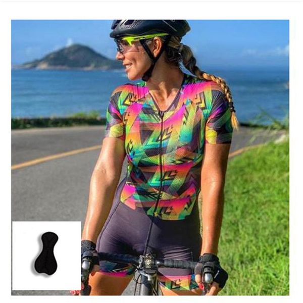 

racing sets women's cycling triathlon suit women long sleeve skinsuit one piece bike jumpsuit bodysuit summer trajes ciclismo mujer, Black;blue