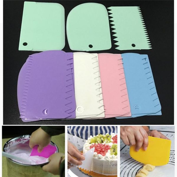 

baking & pastry tools portable 3pcs/set plastic cake scraper decorating dough icing scrappers kitchen