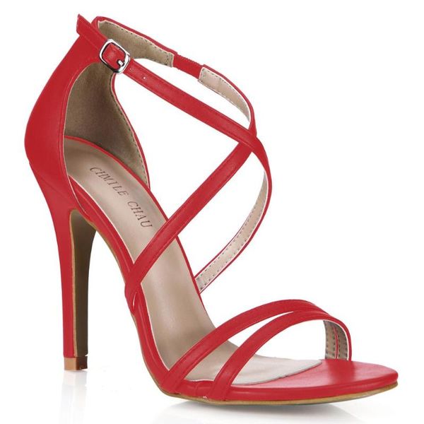

summer 10cm high heeled sandals stiletto thin heel fashion cross strap open toe party dress women shoes 6-16, Black