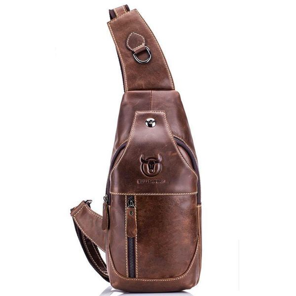 

men's crossbody chest bags genuine leather messenger casual for men shoulder bag multi-function headphone jack pack waist