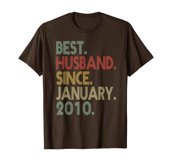 

mens 10th wedding anniversary gifts husband since january 2010 t-shirt, White;black