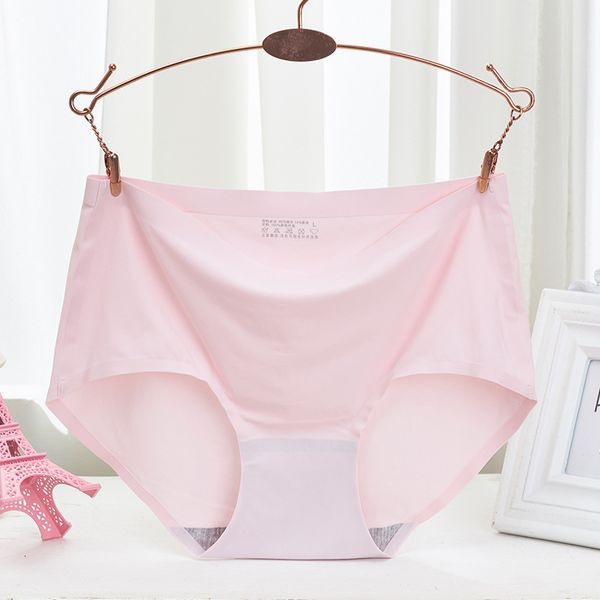 

summer one piece seamless ice silk women's underwear fashion adhesive i pure cotton briefs, Black;pink