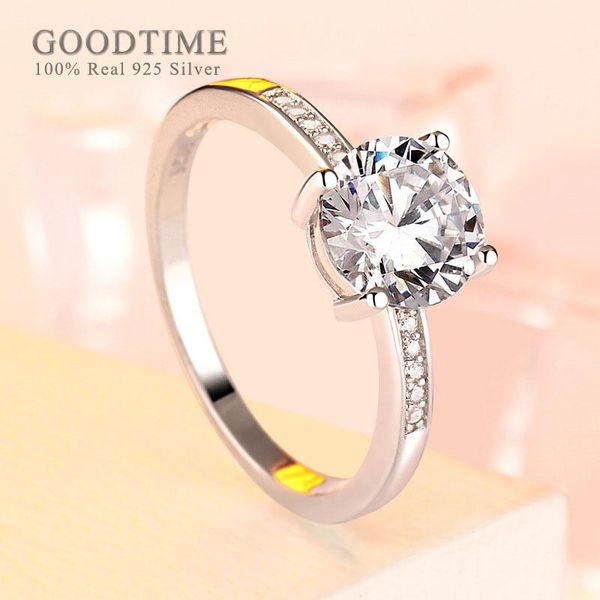 

cluster rings fashion ring for woman pure 925 sterling silver zircon rhinestone wedding jewelry accessories gift lady bride, Golden;silver