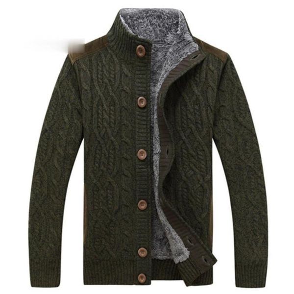 

men's sweaters pattern knitwear cardigan men sweater winter warm thick velvet sweatercoat single-breasted casual fashion, White;black