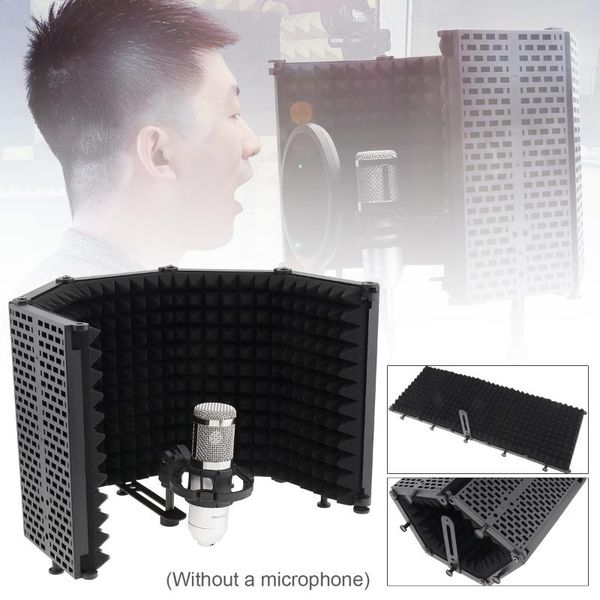 

microphones microphone isolation shield 5-panel wind screen foldable 3/8" and 5/8" threaded high density absorbing foam for live b