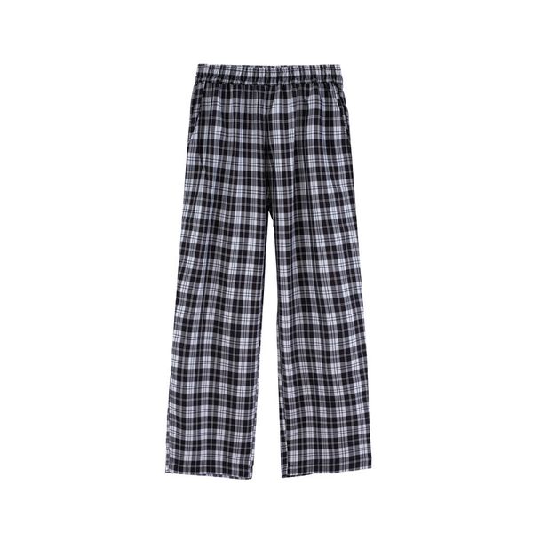 

pants fashionable the gaojiechao plaid straight casual for men, Black