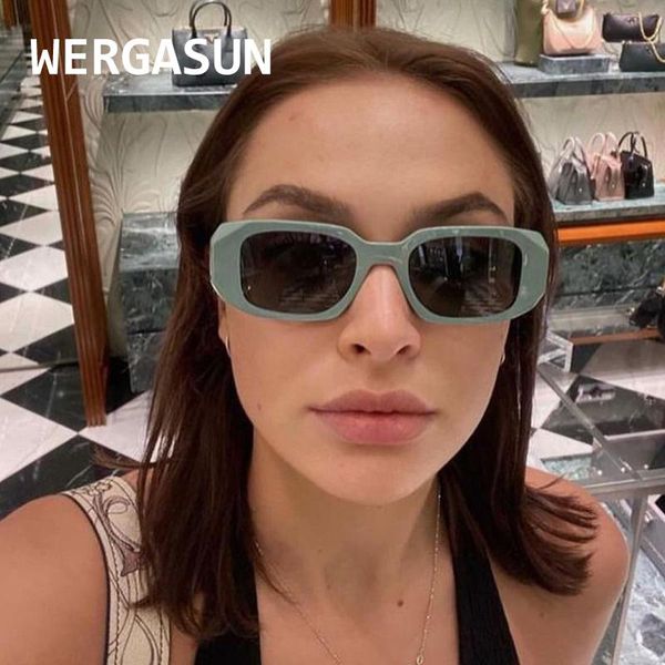 

sunglasses wergasun 2021 fashion vintage women brand designer retro sunglass rectangle sun glasses female uv400 eyewears, White;black