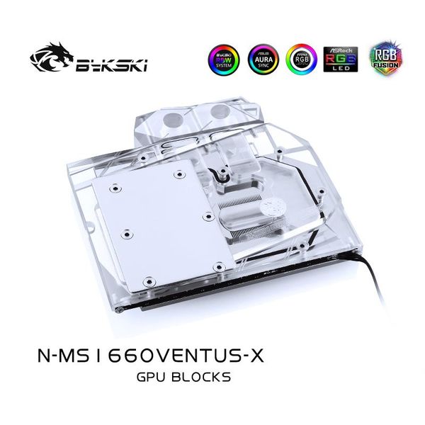 

bykski water block use for msi geforce rtx1660 ventus xs 6g oc / rtx 1660ti aero /copper radiator block/ 12v rgb /5v a-rgb light fans & cool