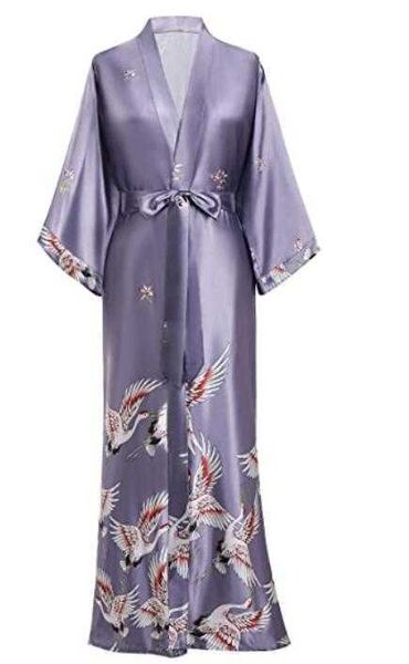 Indumenti da notte in raso Donna Sposa Abito da sposa Camicia da notte di seta Accappatoio casual Rayon animale Kimono lungo 210924