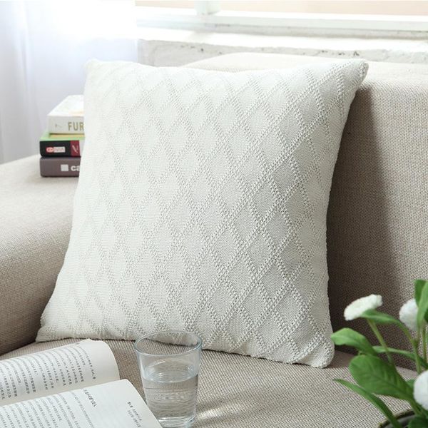 

pillow case knit cushion cover solid ivory grey pink green 45*45cm soft for sofa bed nursery room decorative
