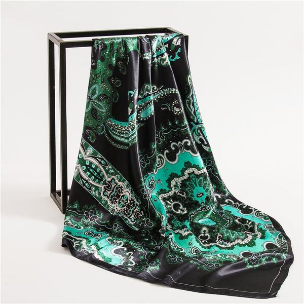 

scarves women silk scarf print design square fashion female large hijab shawl and wraps lady headkerchief foulard summer, Blue;gray