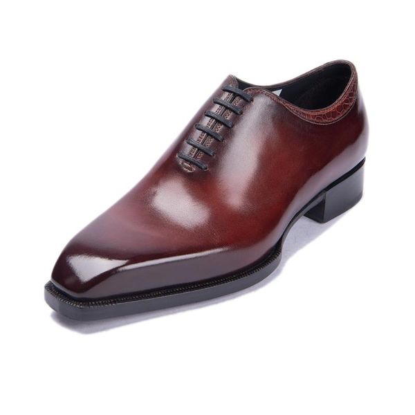 

dress shoes large size men's leather one-piece oxford style formal men, Black