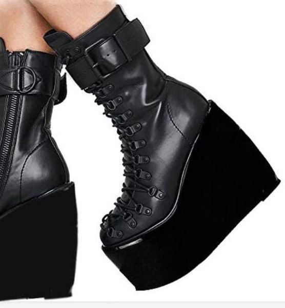 

boots 2021 thick bottom slope heel 40-43 color low cut women's, Black