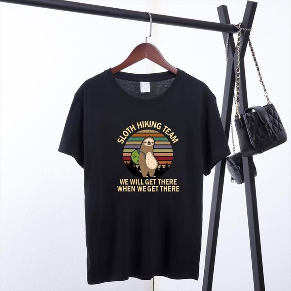 

sloth hiking team printed and men womens summer cotton tees loose aesthetic clothes anime round neck for, White;black