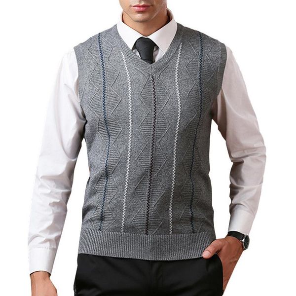 

men's vests mens sweater pullover sleeveless wool knit tank v neck stripes casual vintage jumpers basic for autumn winter a06230957, Black;white